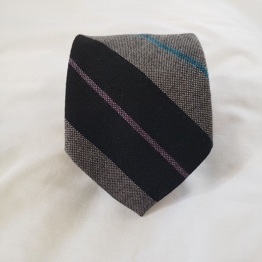 Private Club VTG 80's Striped Tie Kmart Retro Multi-Color Acrylic Texture 3.2x56